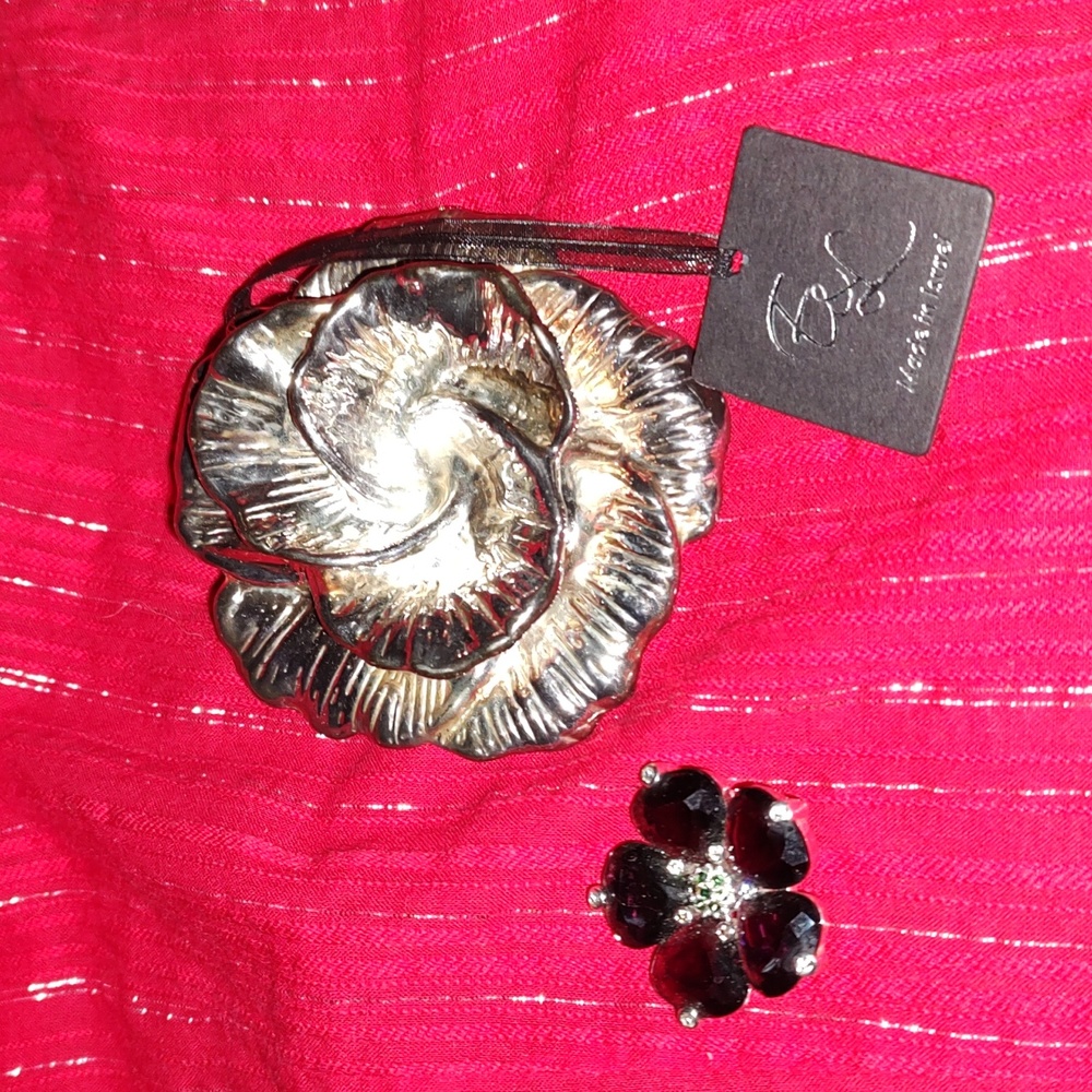 Brooch Pendant Flower Sterling Silver E&L Made in Israel Jewelry Pin MONET Gift